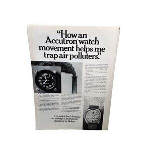 1971 Accutron Watch by Bulova Trap Air Polluters Original Print Ad 70s
